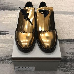 Marni Lace Up Derby Shoes Gold